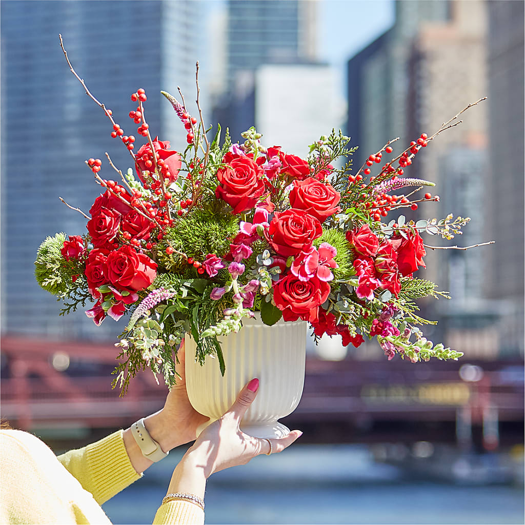 Big Red Bow Bouquet – The Village Market Florist, Holly Springs MS