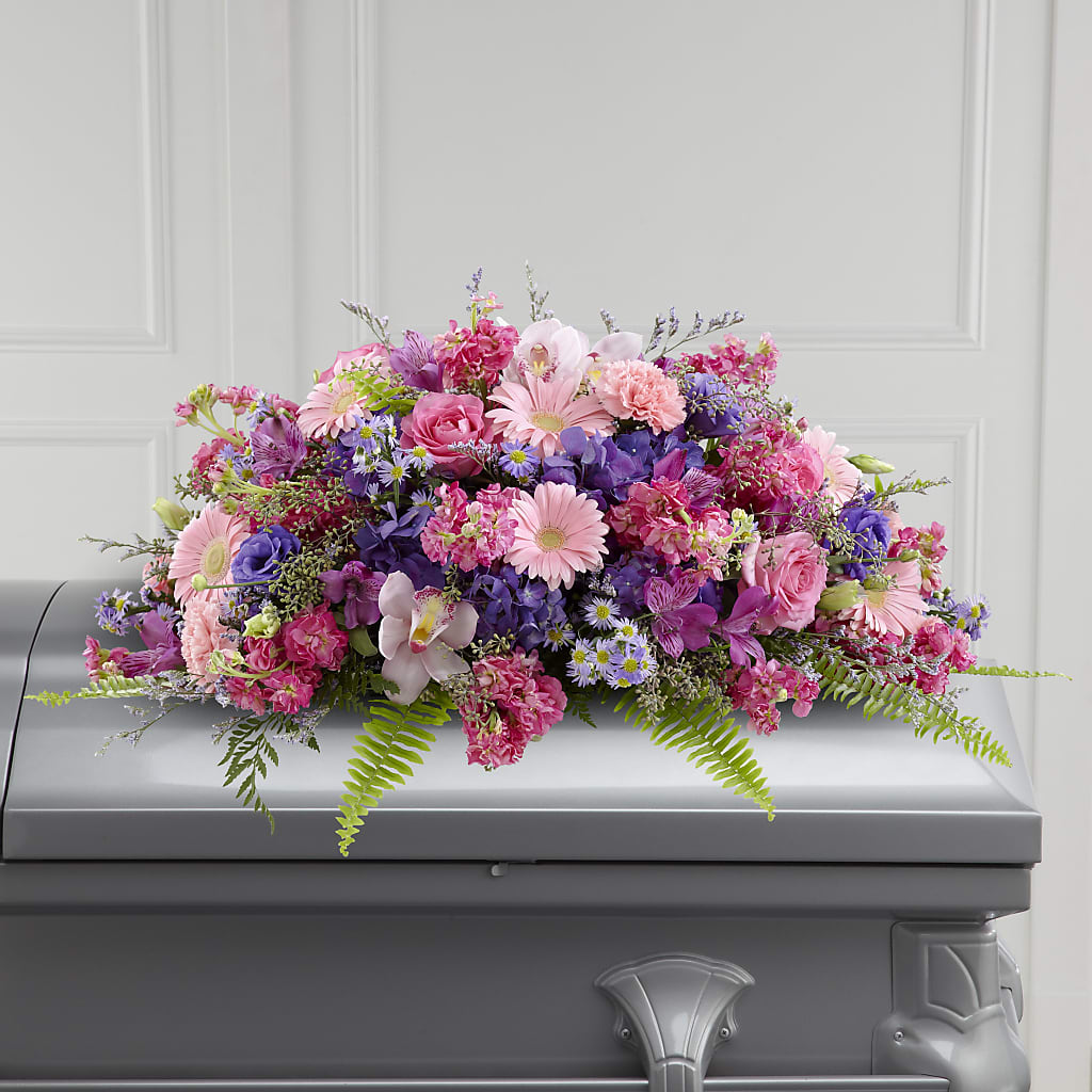 Glorious Garden Casket Spray – The Village Market Florist, Holly Springs MS
