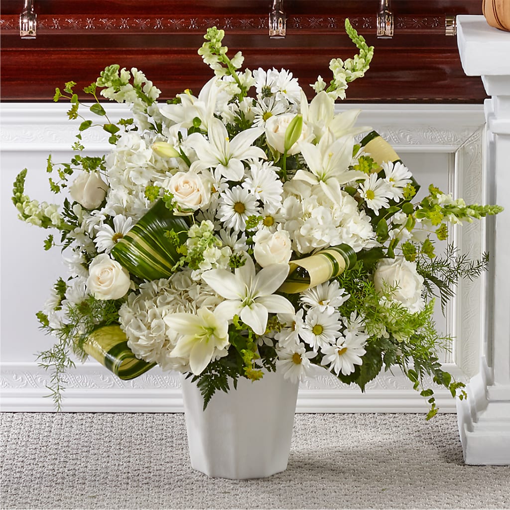 Thoughts of Tranquility Floor Basket – The Village Market Florist, Holly Springs MS