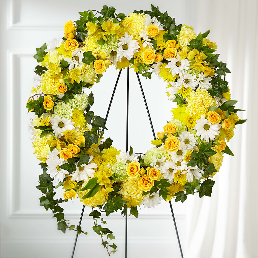 Golden Remembrance Wreath – The Village Market Florist, Holly Springs MS