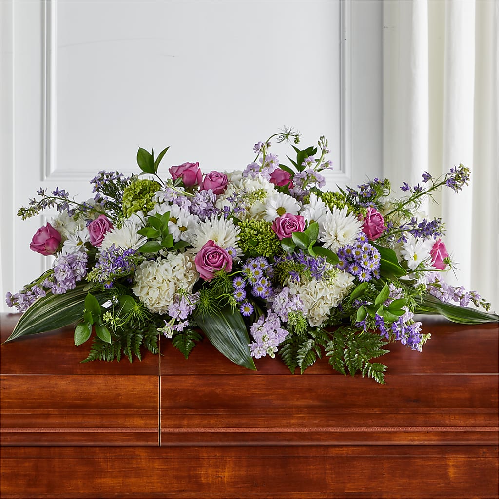 Meadows of Serenity Casket Spray – The Village Market Florist, Holly Springs MS