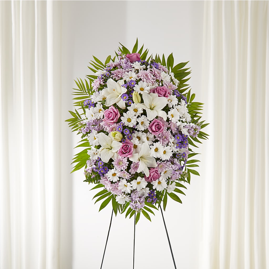 Surrounded by Love Standing Spray – The Village Market Florist, Holly Springs MS