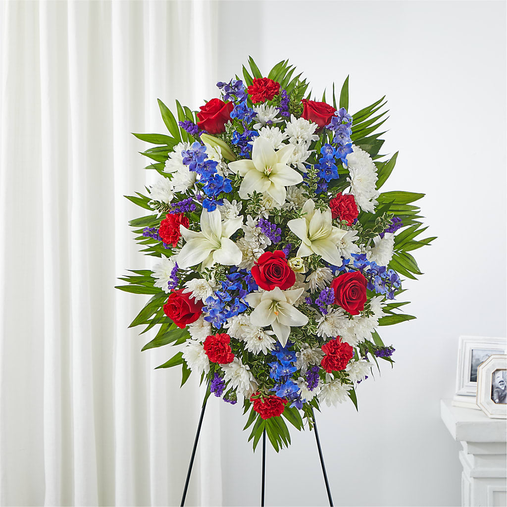 Cherished Service Standing Spray – The Village Market Florist, Holly Springs MS