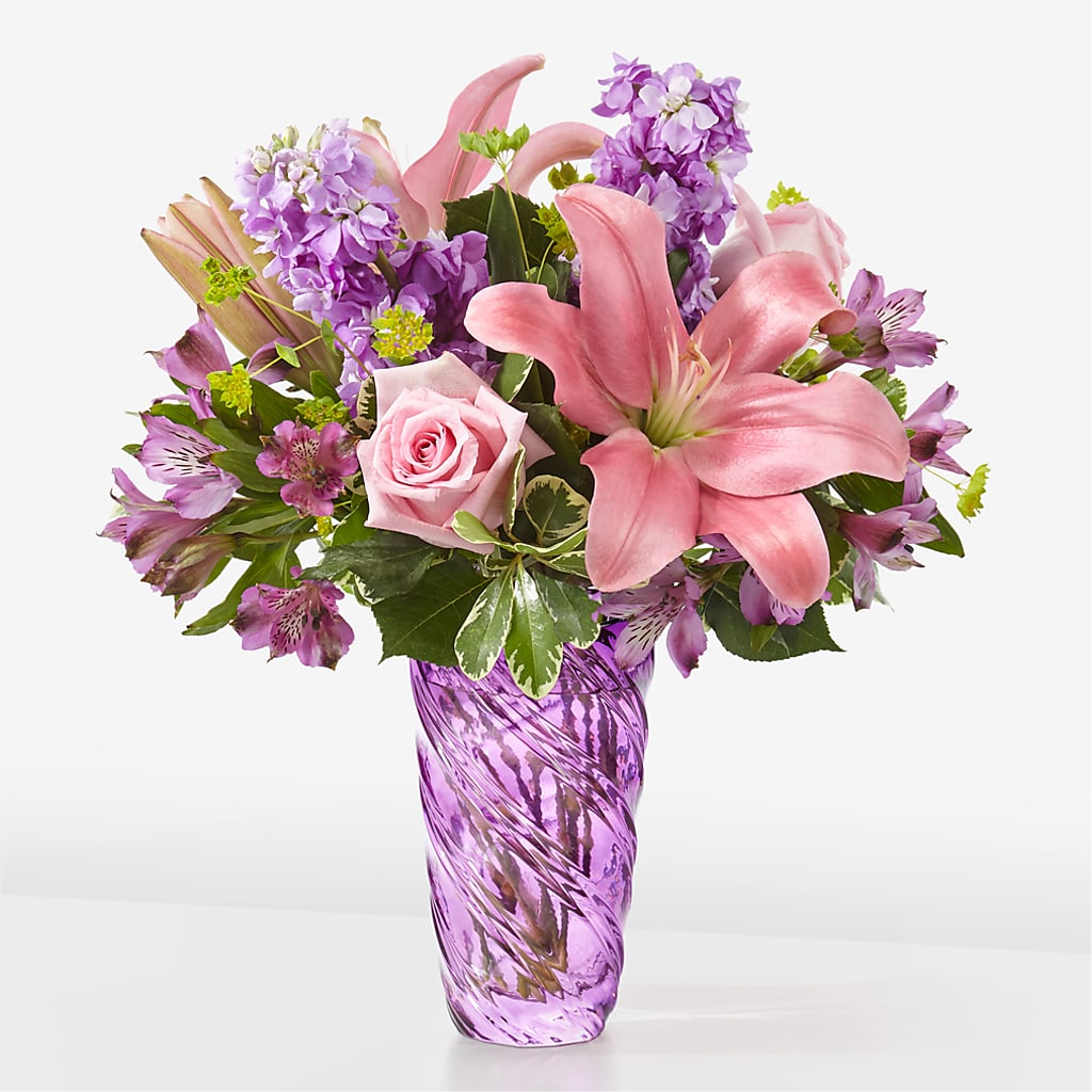 Precious Petals Bouquet with Luxe Swirl Vase – The Village Market Florist, Holly Springs MS