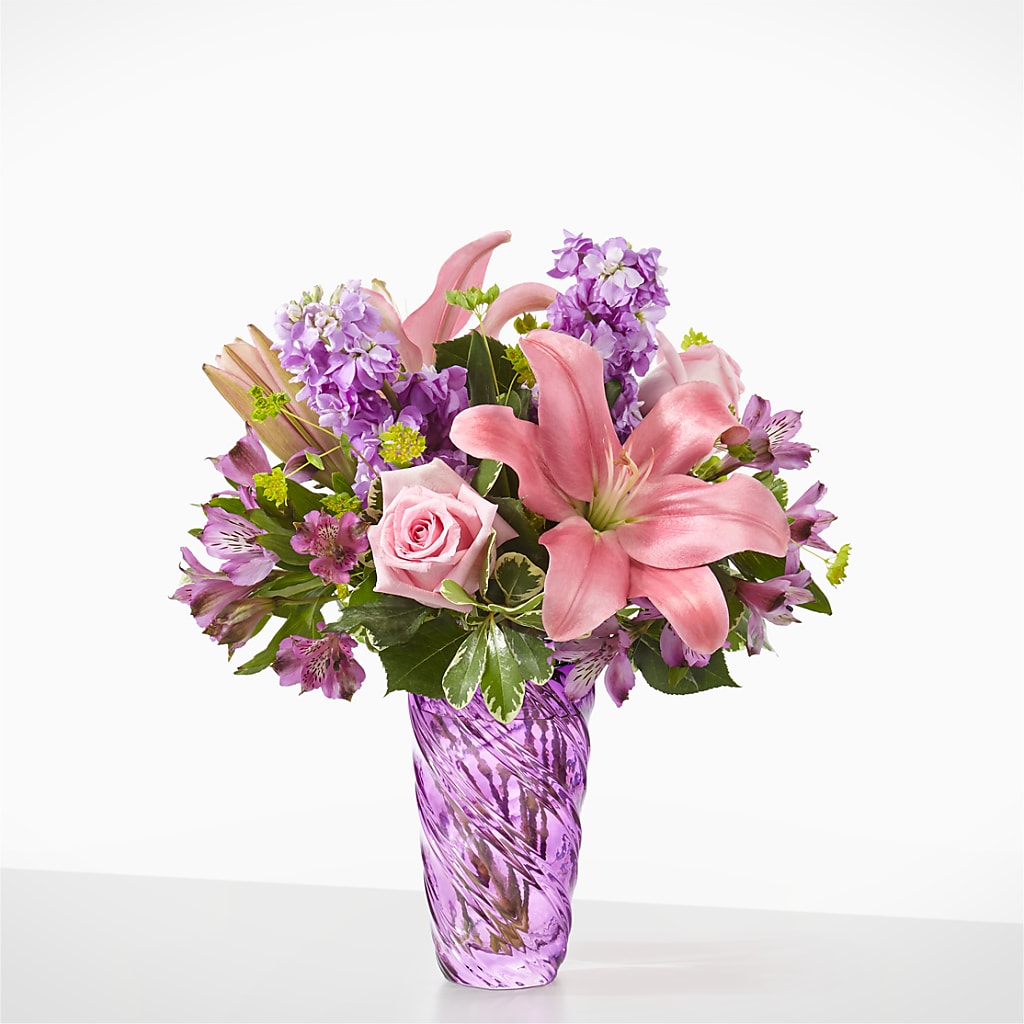 Precious Petals Bouquet with Luxe Swirl Vase – The Village Market Florist, Holly Springs MS