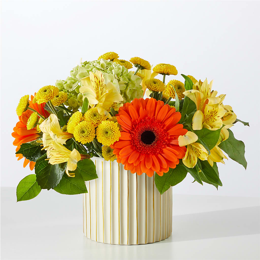 Autumn Sunshine Bouquet with Ivory Vase – The Village Market Florist, Holly Springs MS