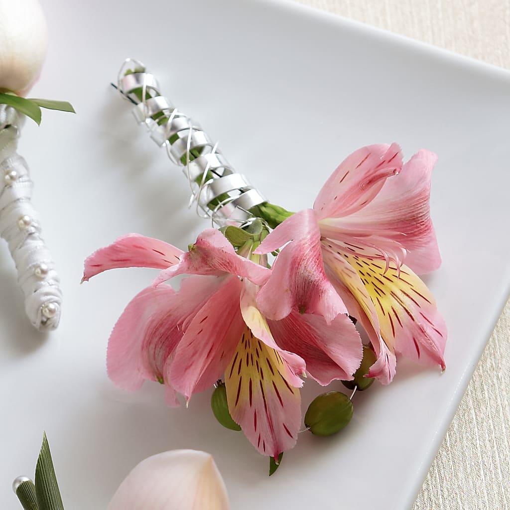 Pink Peruvian Lily Boutonniere – The Village Market Florist, Holly Springs MS