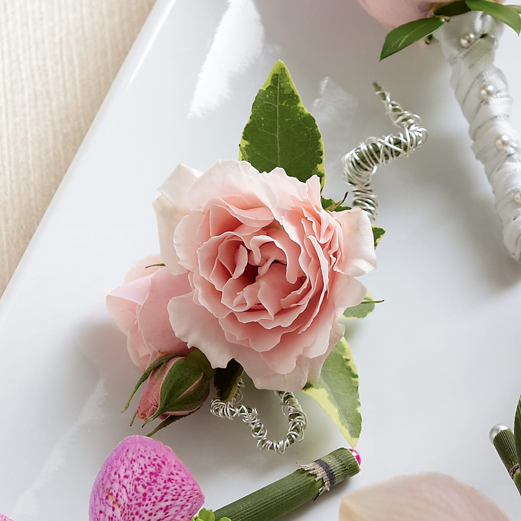 Pink Spray Rose Boutonniere – The Village Market Florist, Holly Springs MS