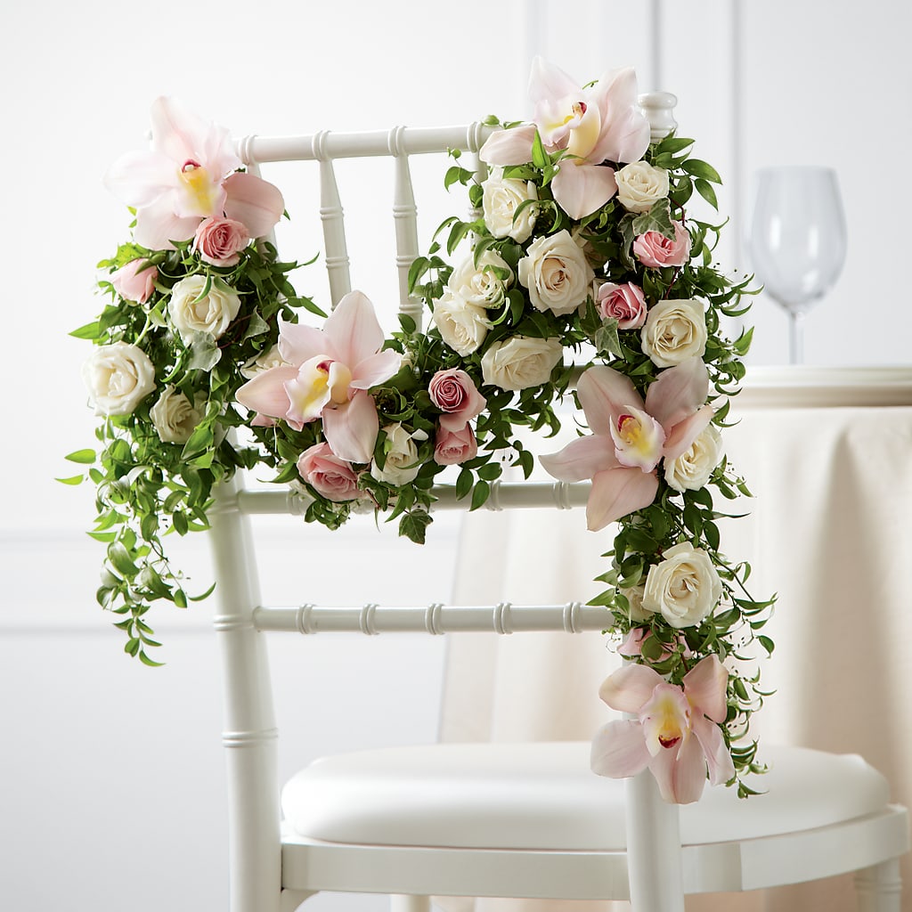 Orchid Rose Chair Décor – The Village Market Florist, Holly Springs MS