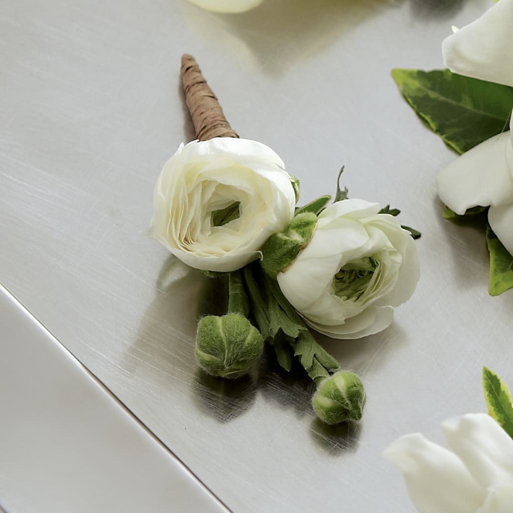 White Ranunculus Boutonniere – The Village Market Florist, Holly Springs MS