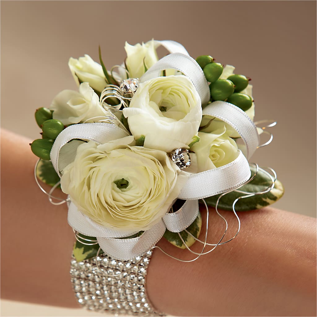 White Wedding Corsage – The Village Market Florist, Holly Springs MS