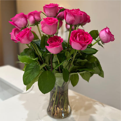Long Stem Pink Rose Bouquet –  The Village Market Florist, Holly Springs MS