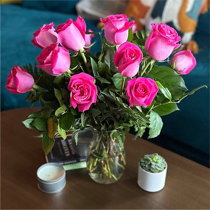 Long Stem Pink Rose Bouquet –  The Village Market Florist, Holly Springs MS