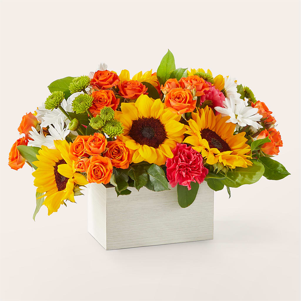 Sun-drenched Blooms Box Bouquet –  The Village Market Florist, Holly Springs MS