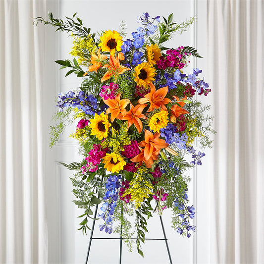 Sunlit Memories Standing Spray (Standard) –  The Village Market Florist, Holly Springs MS