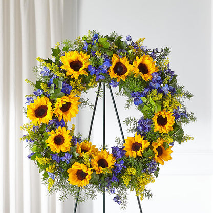 Bright Rays Wreath –  The Village Market Florist, Holly Springs MS