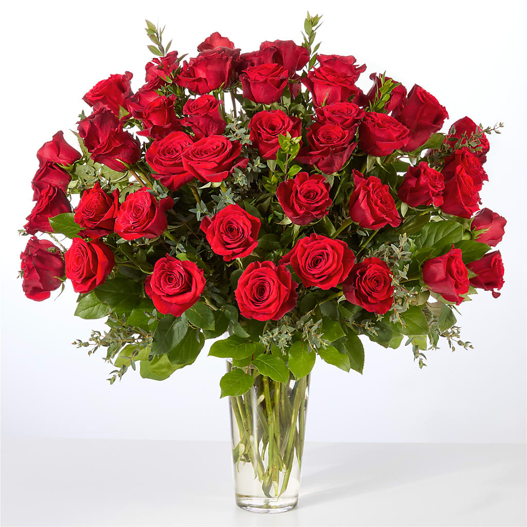 Forever Yours Fifty Stem Red Rose Bouquet –  The Village Market Florist, Holly Springs MS