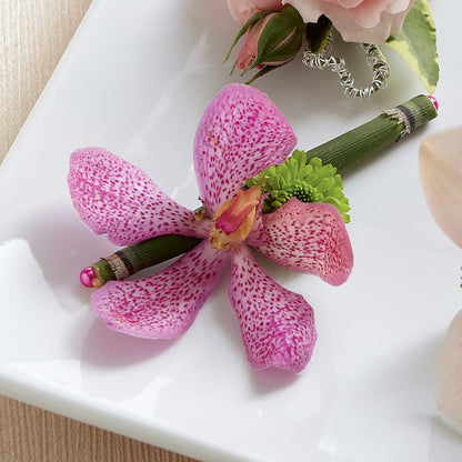 Pink Mokara Boutonniere –  The Village Market Florist, Holly Springs MS