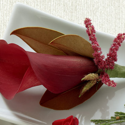 Red Calla Boutonniere –  The Village Market Florist, Holly Springs MS