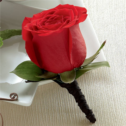 Red Rose Boutonniere –  The Village Market Florist, Holly Springs MS
